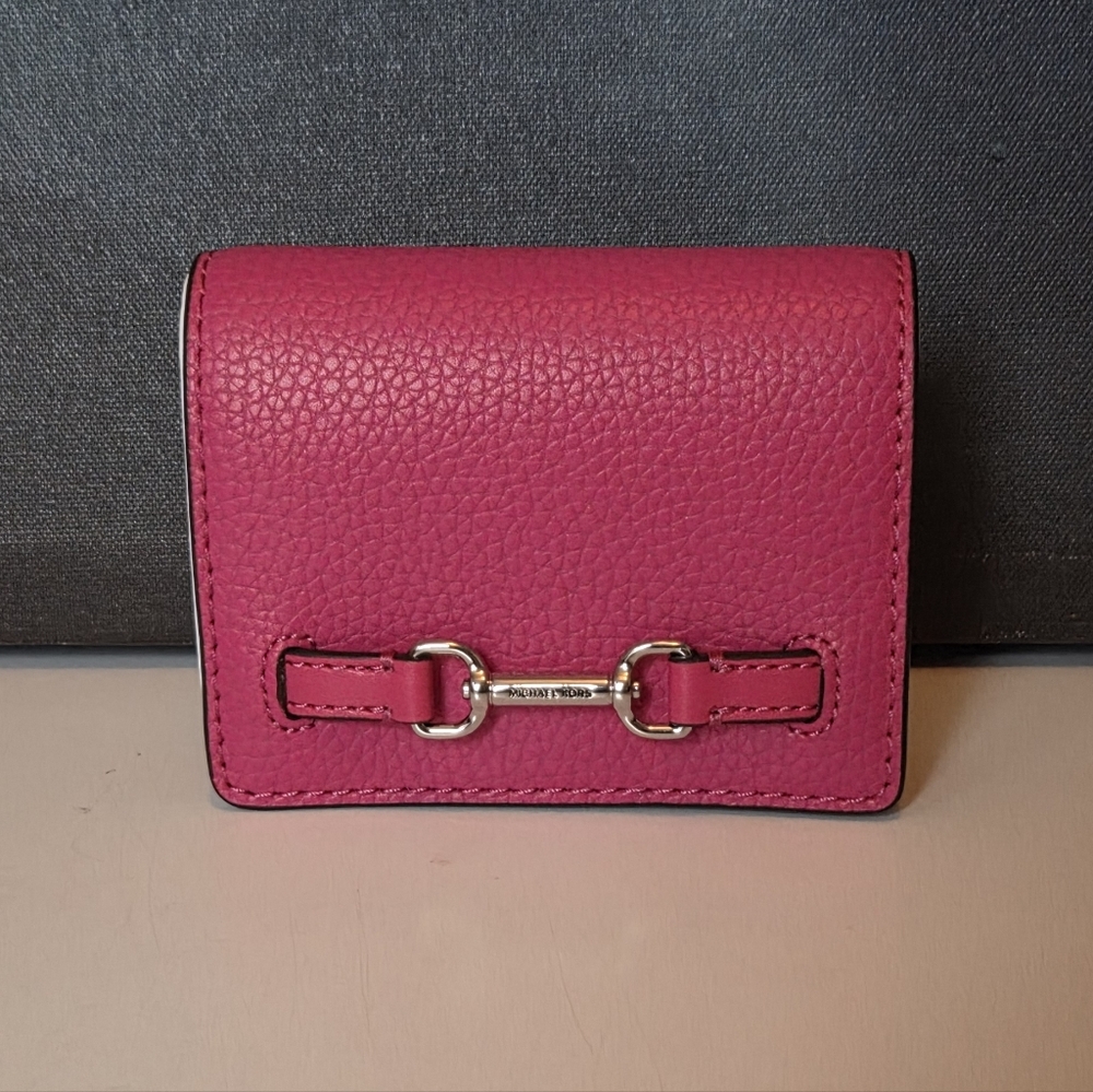 MICHAEL Michael Kors Pink Pebbled Leather Card Wallet
